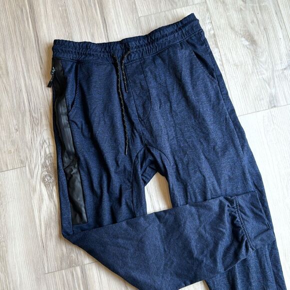 Rue21 Black & Blue Faux Leather Patch Joggers Sweatpants Size Small - Picture 1 of 6